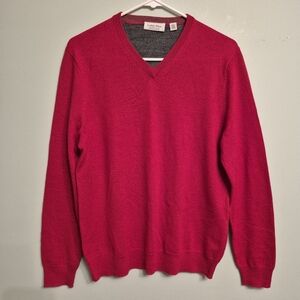 Calvin Klein Men's Quiet Luxury Red Merino Wool Knit Sweater Size Small